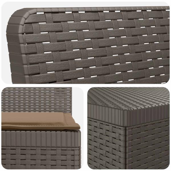 4-Sitzer Gartensofa mit Kissen Rattan-Look PP Hellgrau