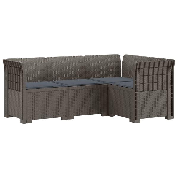 4-Sitzer Gartensofa mit Kissen Rattan-Look PP Hellgrau