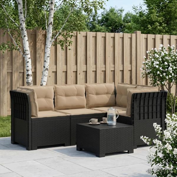 ARDEBO.de - 4-Sitzer Gartensofa mit Kissen Rattan-Look PP Anthrazit