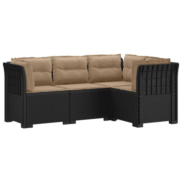 4-Sitzer Gartensofa mit Kissen Rattan-Look PP Anthrazit