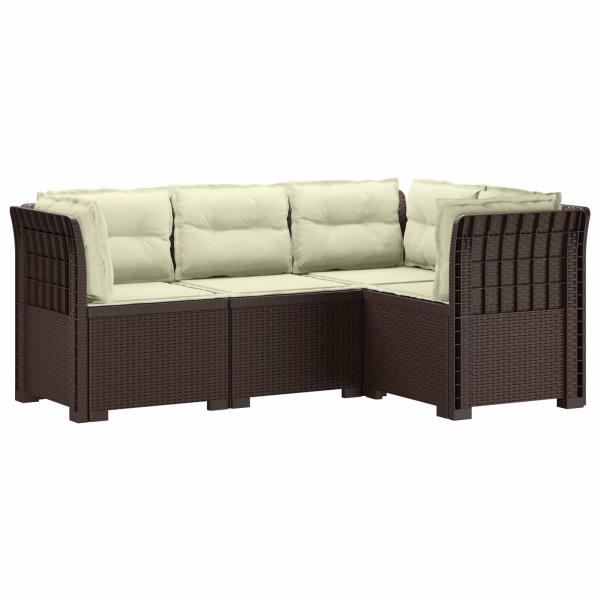 ARDEBO.de - 4-Sitzer Gartensofa mit Kissen Rattan-Look PP Braun