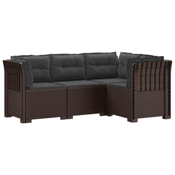 4-Sitzer Gartensofa mit Kissen Rattan-Look PP Braun