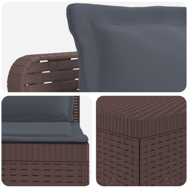4-Sitzer Gartensofa mit Kissen Rattan-Look PP Braun