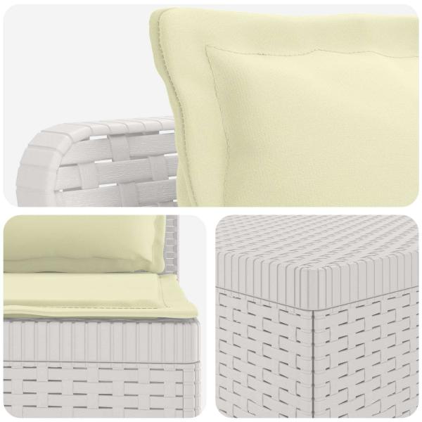 4-Sitzer Gartensofa mit Kissen Rattan-Look PP Weiß