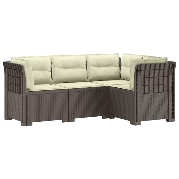 4-Sitzer Gartensofa mit Kissen Rattan-Look PP Hellgrau