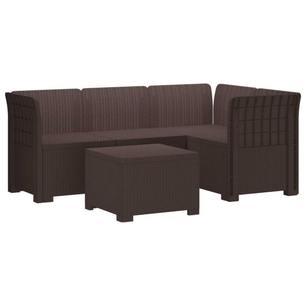 4-Sitzer Garten Sofa Rattan Look PP Braun