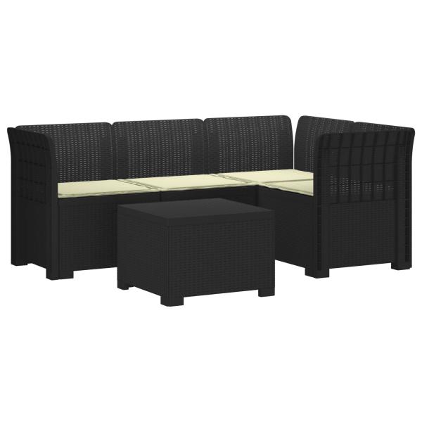 4-Sitzer Garten Sofa mit Kissen Rattan Look PP Anthrazit