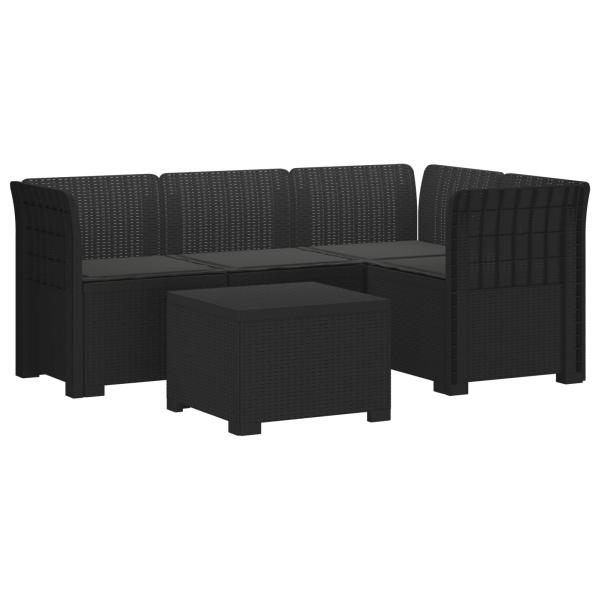4-Sitzer Garten Sofa mit Kissen Rattan Look PP Anthrazit