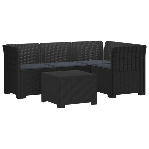 4-Sitzer Garten Sofa mit Kissen Rattan Look PP Anthrazit