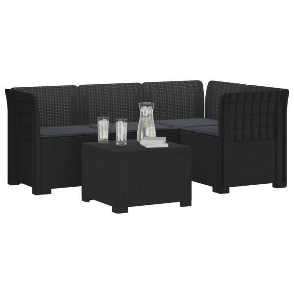 4-Sitzer Garten Sofa mit Kissen Rattan Look PP Anthrazit
