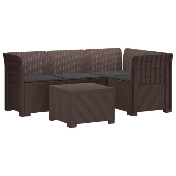4-Sitzer Garten Sofa mit Kissen Rattan Look PP Braun