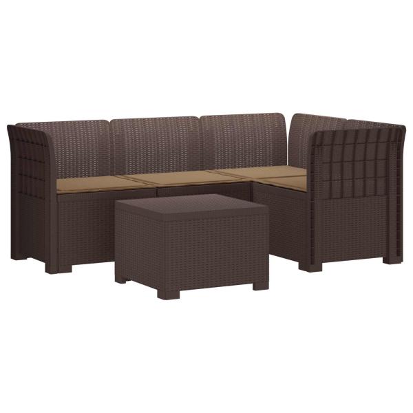 4-Sitzer Garten Sofa mit Kissen Rattan Look PP Braun