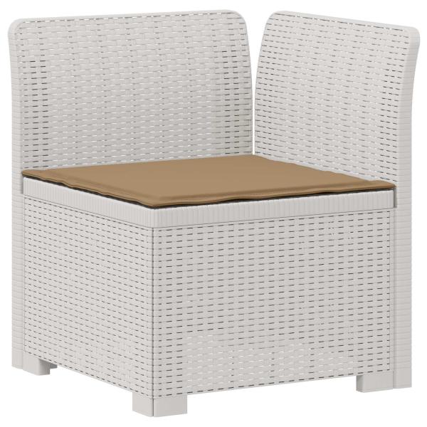 4-Sitzer Garten Sofa mit Kissen Rattan Look PP Weiß