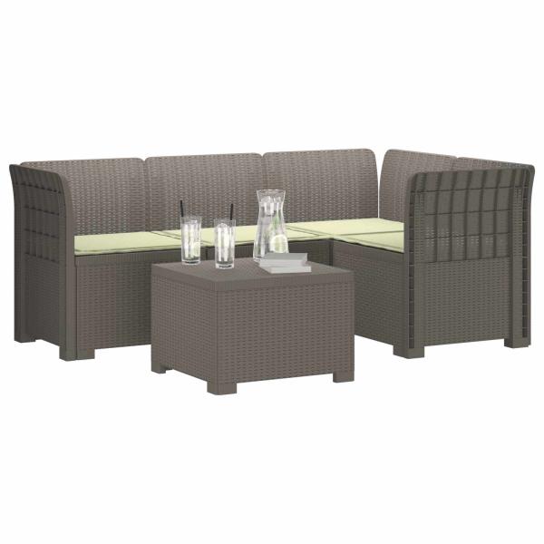 4-Sitzer Garten Sofa mit Kissen Rattan Look PP Hellgrau