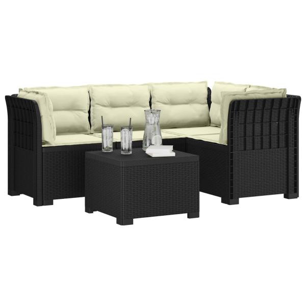 4-Sitzer Garten Sofa mit Kissen Rattan Look PP Anthrazit