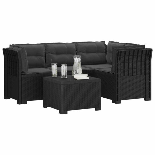 4-Sitzer Garten Sofa mit Kissen Rattan Look PP Anthrazit