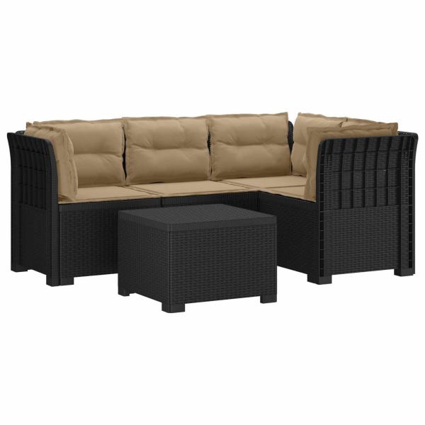 4-Sitzer Garten Sofa mit Kissen Rattan Look PP Anthrazit