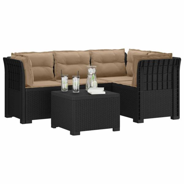 4-Sitzer Garten Sofa mit Kissen Rattan Look PP Anthrazit
