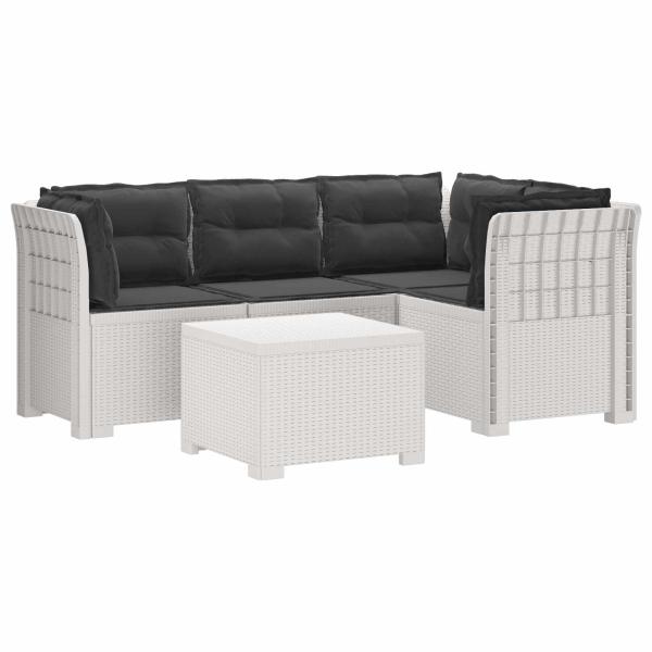 4-Sitzer Garten Sofa mit Kissen Rattan Look PP Weiß