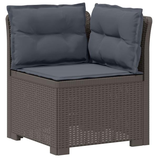 4-Sitzer Garten Sofa mit Kissen Rattan Look PP Hellgrau