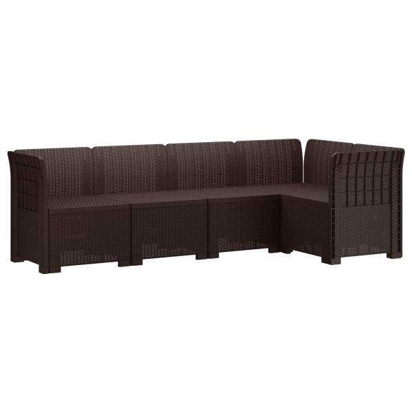 5-Sitzer Gartensofa Rattan-Look PP Braun