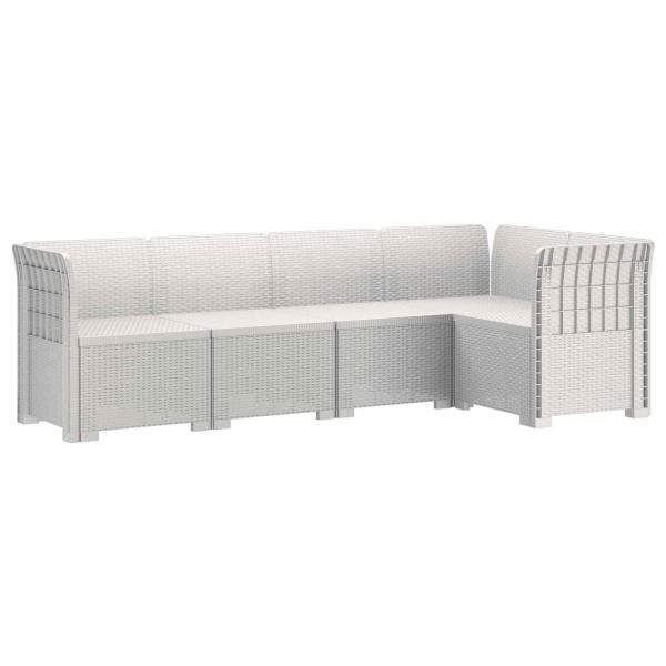 5-Sitzer Gartensofa Rattan-Look PP Weiß