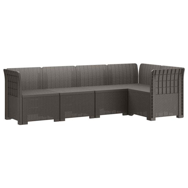 5-Sitzer Gartensofa Rattan-Look PP Hellgrau