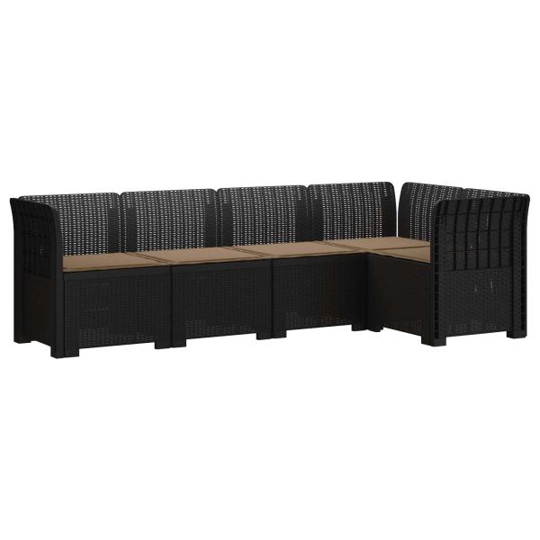 5-Sitzer Gartensofa mit Kissen Rattan-Look PP Anthrazit