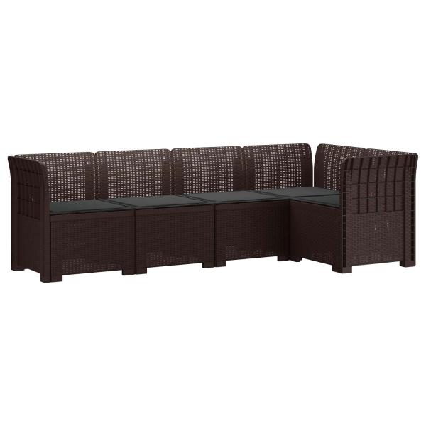 5-Sitzer Gartensofa mit Kissen Rattan-Look PP Braun