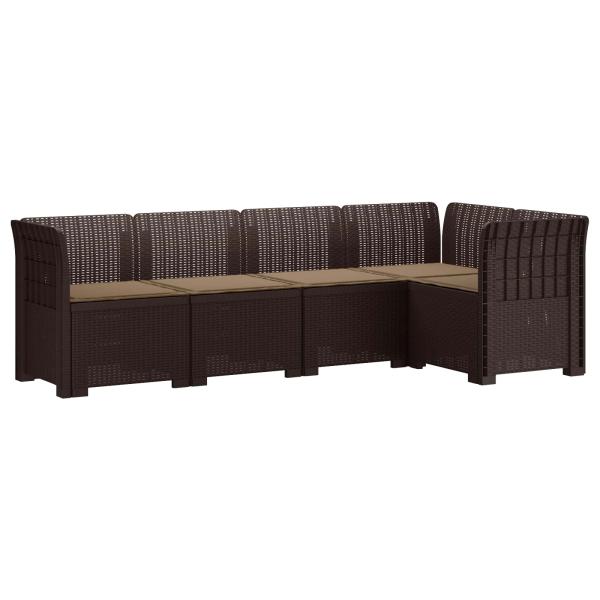 5-Sitzer Gartensofa mit Kissen Rattan-Look PP Braun