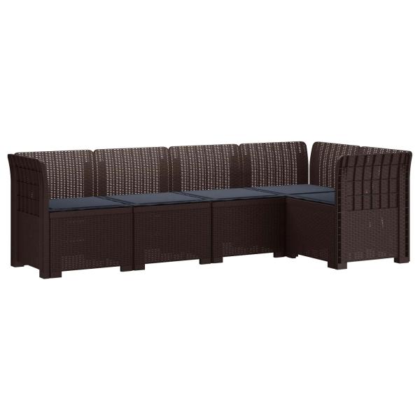 5-Sitzer Gartensofa mit Kissen Rattan-Look PP Braun