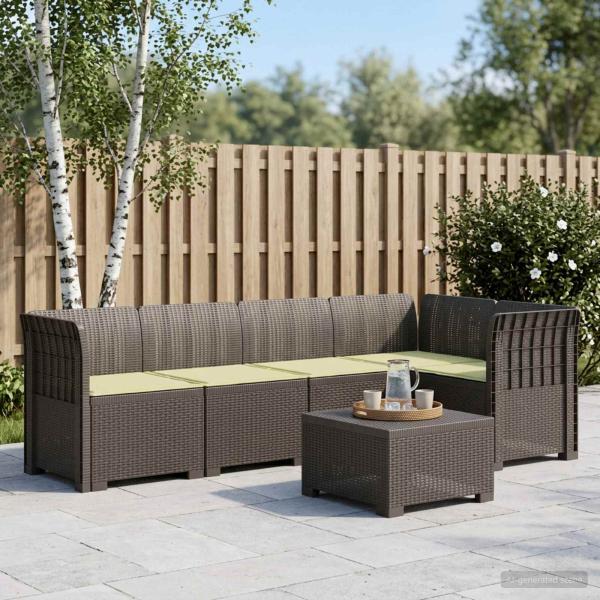 ARDEBO.de - 5-Sitzer Gartensofa mit Kissen Rattan-Look PP Hellgrau