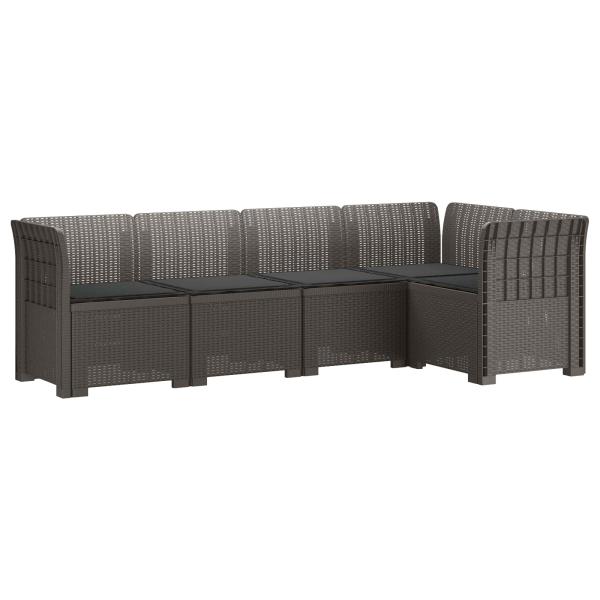 5-Sitzer Gartensofa mit Kissen Rattan-Look PP Hellgrau