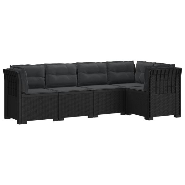 ARDEBO.de - 5-Sitzer Gartensofa mit Kissen Rattan-Look PP Anthrazit