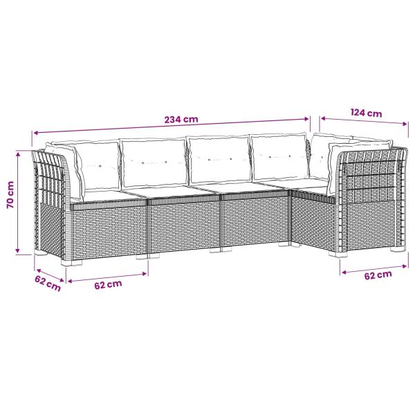 5-Sitzer Gartensofa mit Kissen Rattan-Look PP Anthrazit