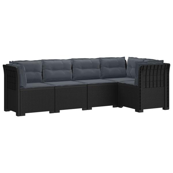 5-Sitzer Gartensofa mit Kissen Rattan-Look PP Anthrazit