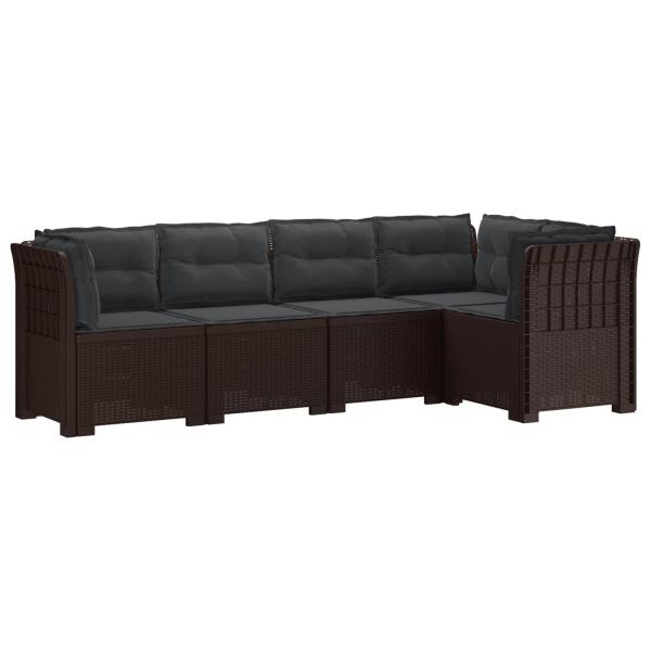 5-Sitzer Gartensofa mit Kissen Rattan-Look PP Braun
