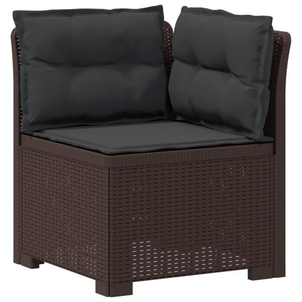 5-Sitzer Gartensofa mit Kissen Rattan-Look PP Braun