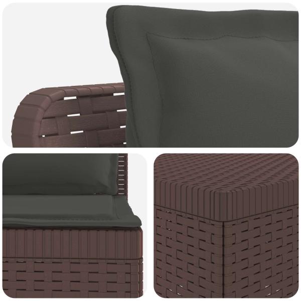 5-Sitzer Gartensofa mit Kissen Rattan-Look PP Braun