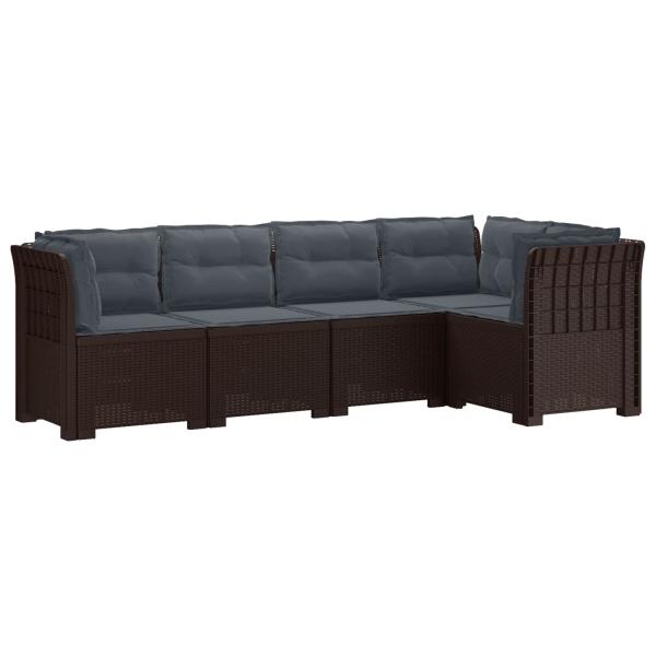 5-Sitzer Gartensofa mit Kissen Rattan-Look PP Braun