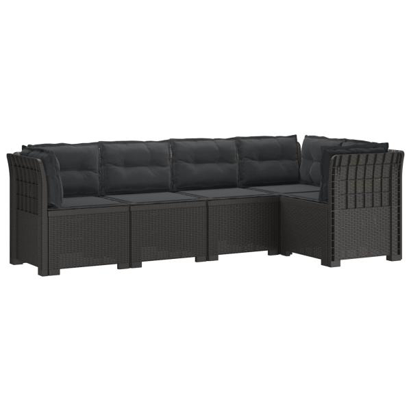 5-Sitzer Gartensofa mit Kissen Rattan-Look PP Hellgrau