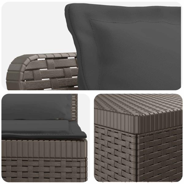 5-Sitzer Gartensofa mit Kissen Rattan-Look PP Hellgrau