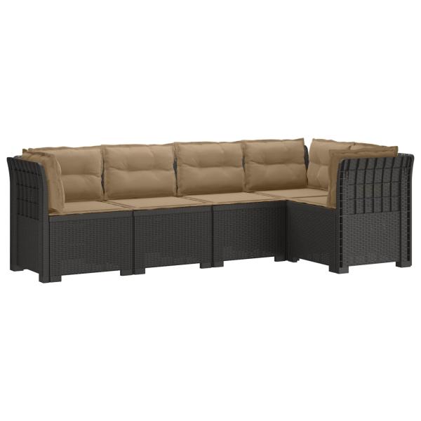 5-Sitzer Gartensofa mit Kissen Rattan-Look 5-Sitzer PP Hellgrau