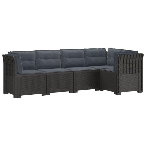 5-Sitzer Gartensofa mit Kissen Rattan-Look PP Hellgrau