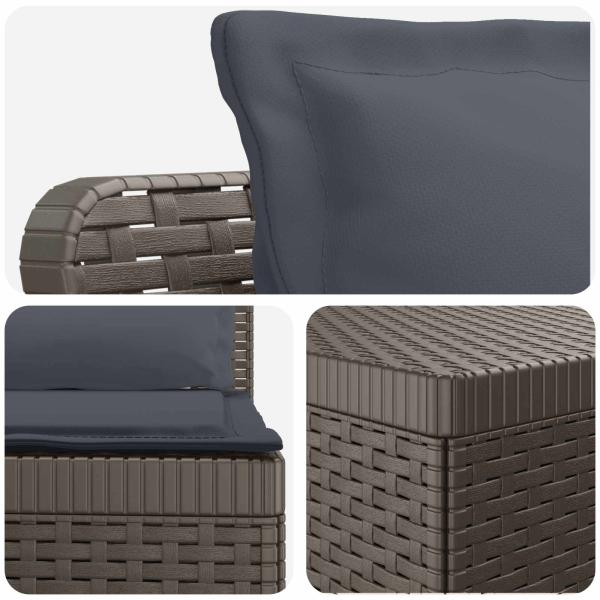 5-Sitzer Gartensofa mit Kissen Rattan-Look PP Hellgrau