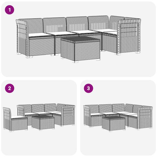5-Sitzer Gartensofa mit Kissen Rattan-Look PP Anthrazit
