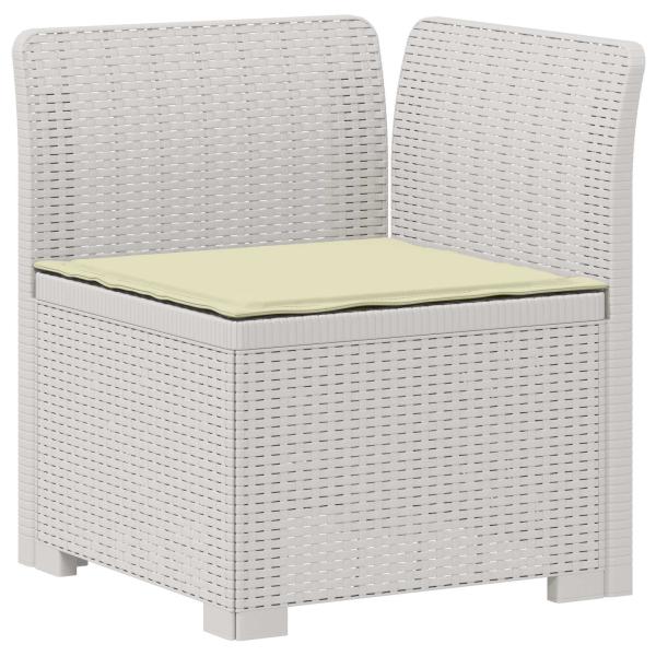 5-Sitzer Gartensofa mit Kissen Rattan-Look PP Weiß
