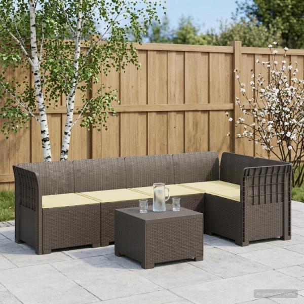 ARDEBO.de - 5-Sitzer Gartensofa mit Kissen Rattan-Look PP Hellgrau
