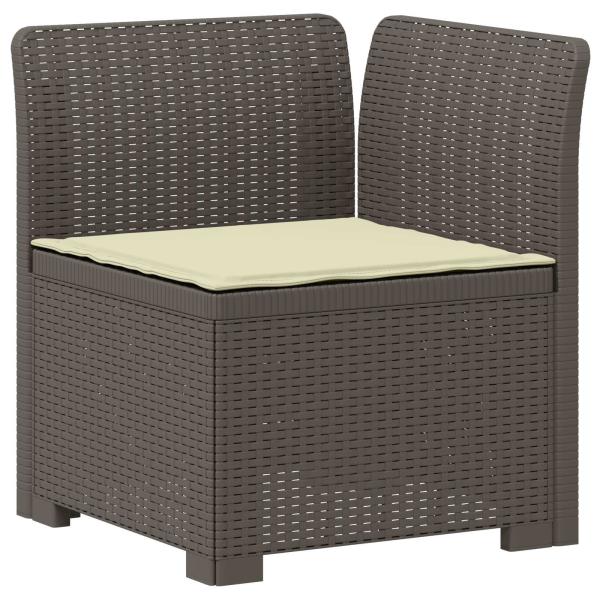5-Sitzer Gartensofa mit Kissen Rattan-Look PP Hellgrau