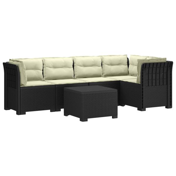 ARDEBO.de - 5-Sitzer Gartensofa mit Kissen Rattan-Look PP Anthrazit